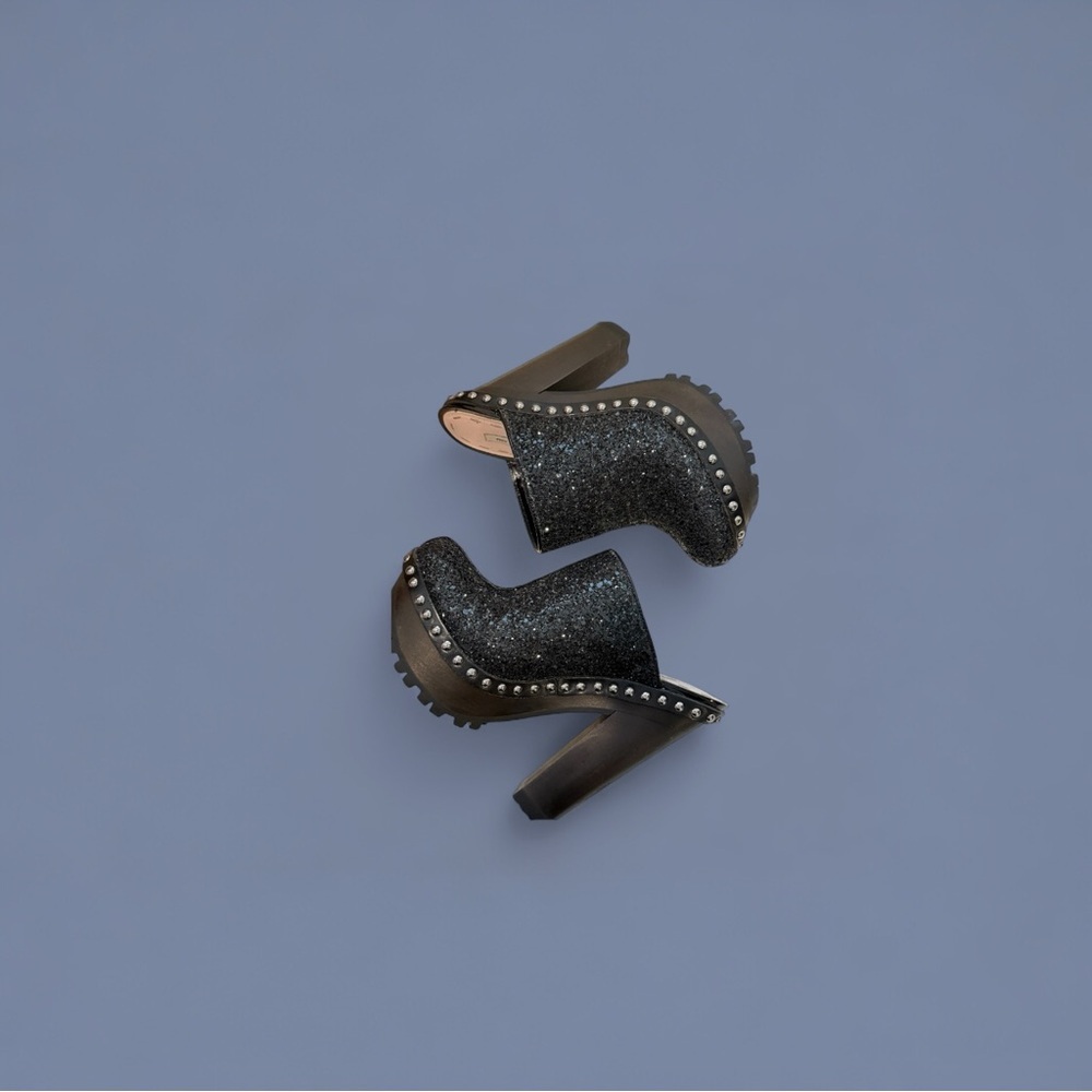Miu Miu Black Sparkle Clog Platforms EUC